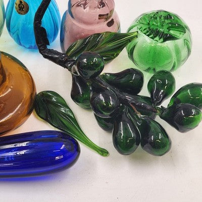 7 Pc Hand Blown Glass Fruit & Vegetable Set Large Translucent Art Glass Taiwan