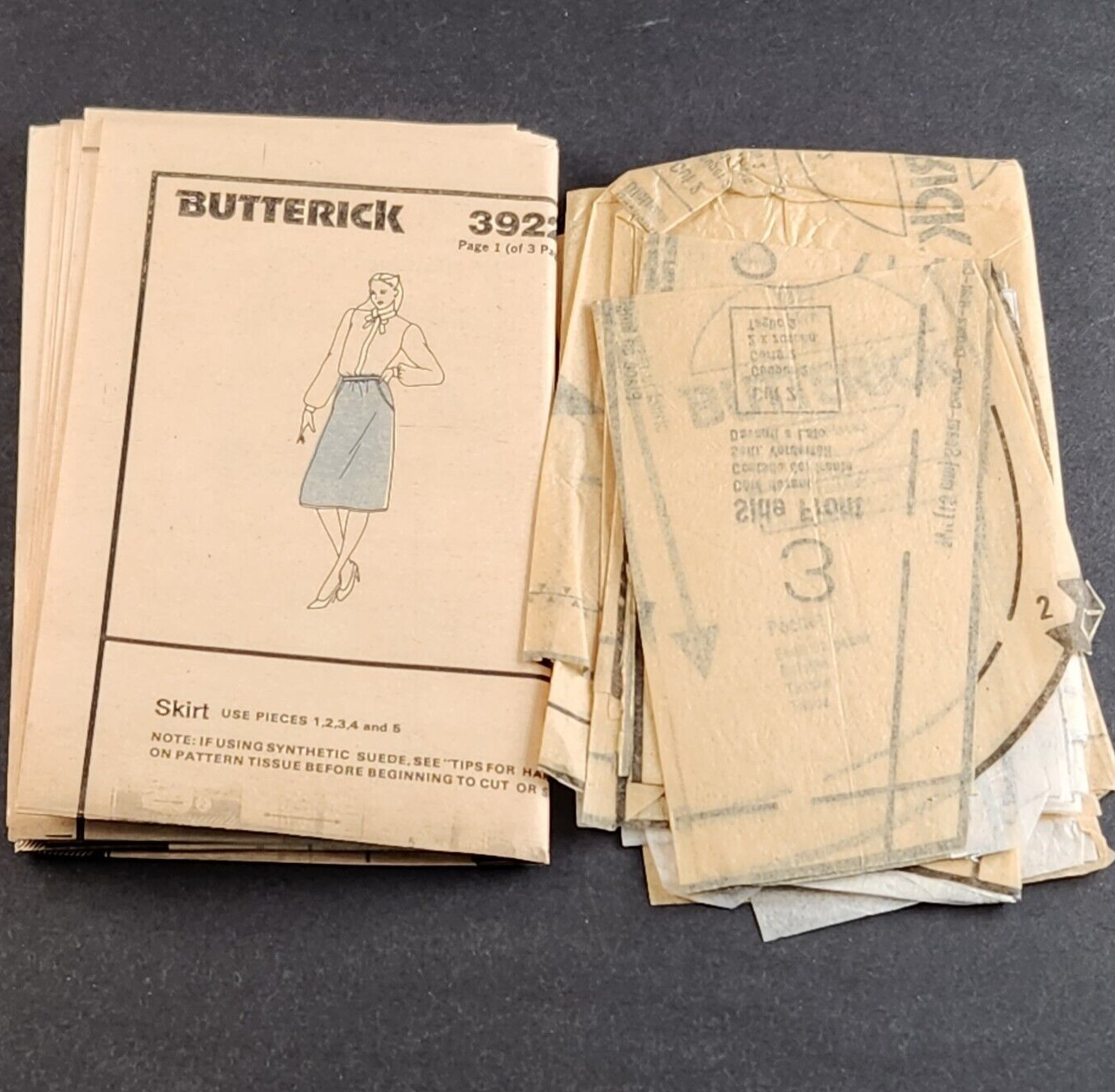 Butterick 3922 Vintage Sewing Pattern Misses Skirt With Added Extension Size 12