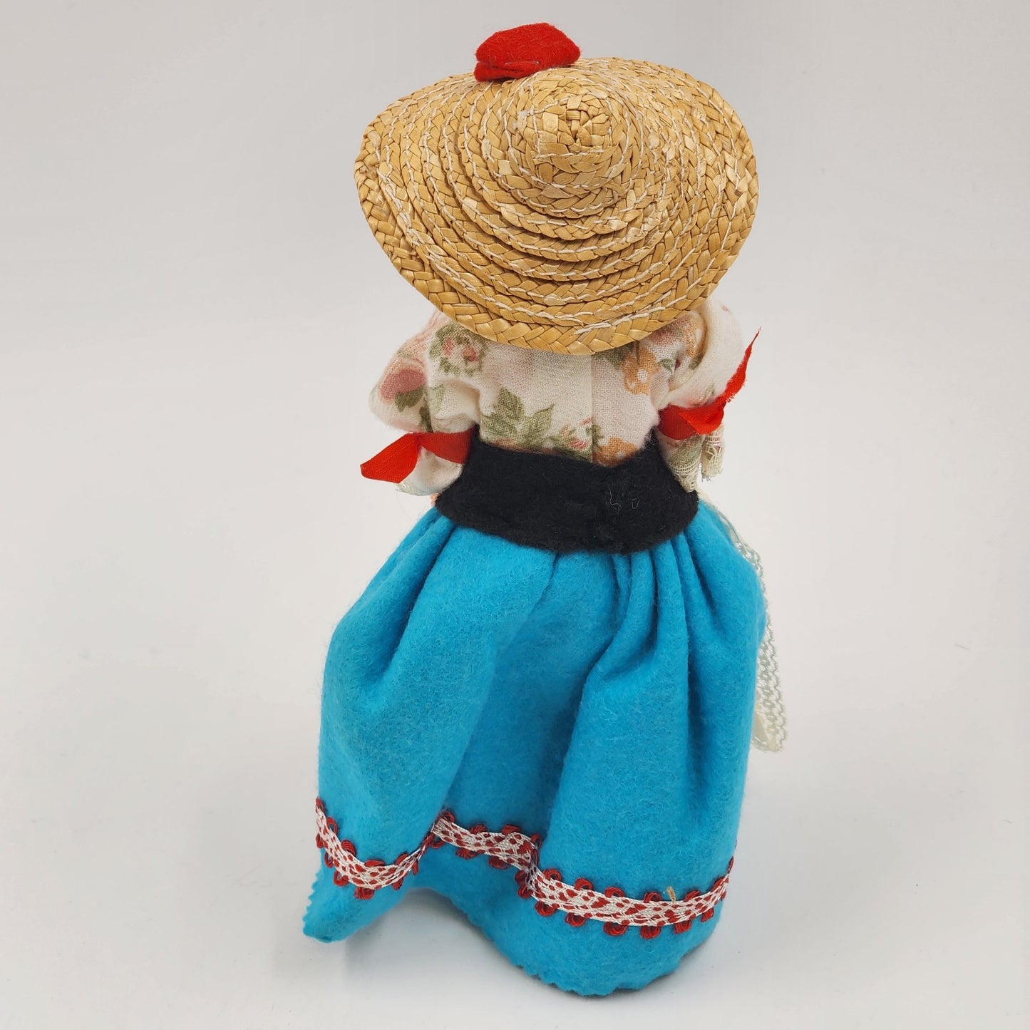 Souvenir Doll Padova Italy Blonde Blue Eyes Full Dress Apron Plastic 7.5"