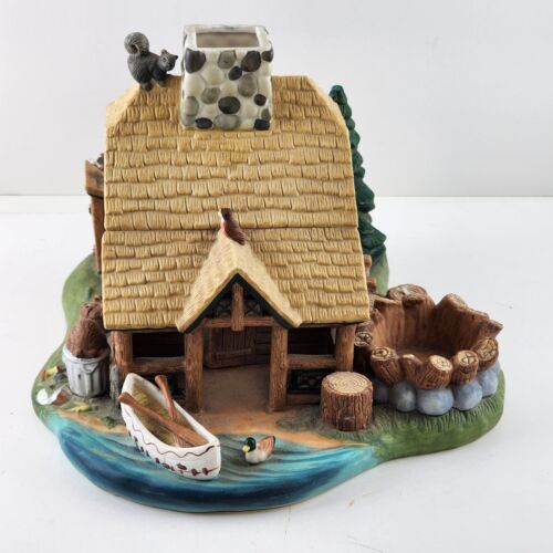 Partylite Gone Fishin' Tealight House P7305 Fishing Cabin Village Scene Vintage