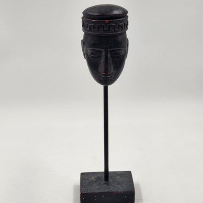 Wooden African Sculpture Tribal Face Art Mask Figurine Ethnic Home Decor 12"x3"