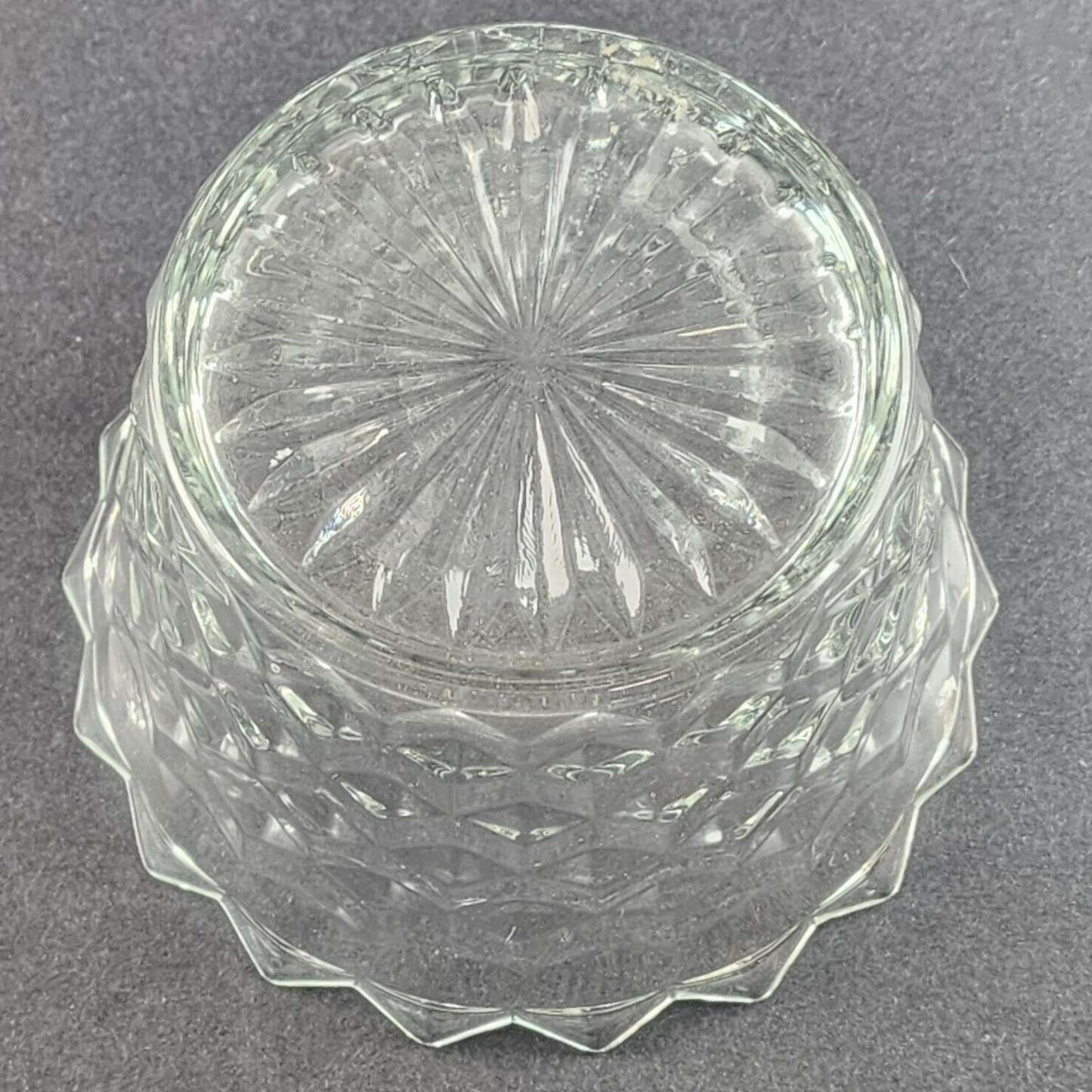 Colony Whitehall Compote Bowl Clear Glass 6" Cubed Scalloped Flat Bottom Vintage