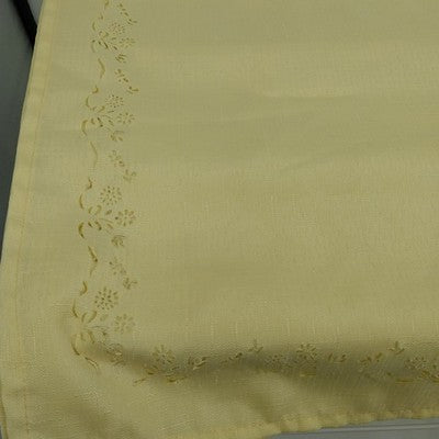 Yellow Polyester Tablecloth 82"x56" Rectangular Laser Cut Floral Edge Design