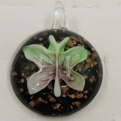 Black Murano Style Glass Butterfly Necklace Pendant Jewelry Decoration No Chain
