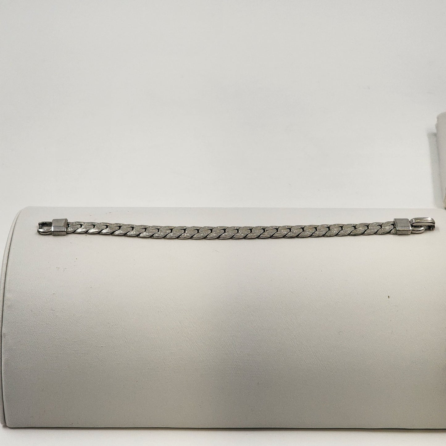 Silver Tone Miami Cuban Chain Link Flat Byzantine Bracelet for Men 7"