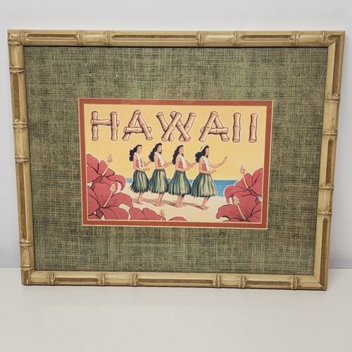 Hawaii by Kerne Erickson Framed Matted Art Print Faux Bamboo Frame 21.5" x 17.5"