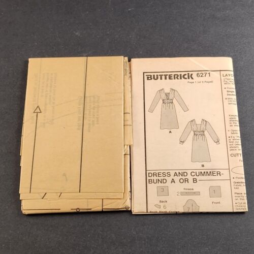 Butterick 6271 Vintage Sewing Pattern Misses Dress and Cummerbund Size 14