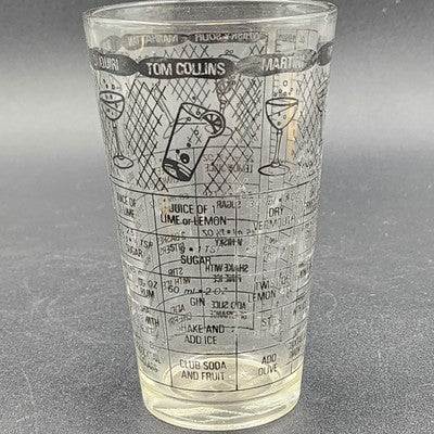 Irvinware Cocktail Mixer Shaker Glass w/ 1950s Drink Recipes USA Barware Vtg
