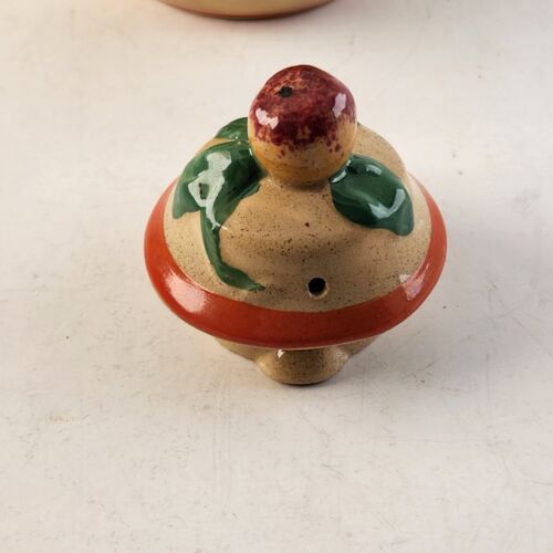 Omar Ware Tea Pot English Stoneware Beige Orange Green Trim England