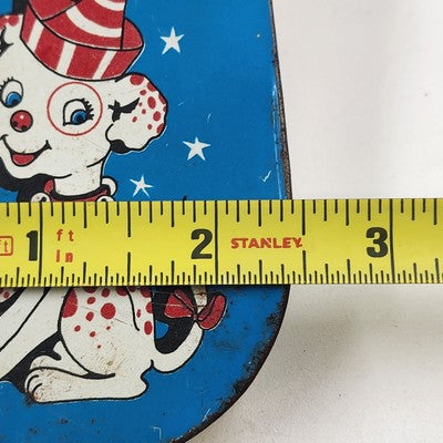 Set of 3 Tin Litho Toy Noisemakers 4.5" Circus Party Grinders 1940s Vintage
