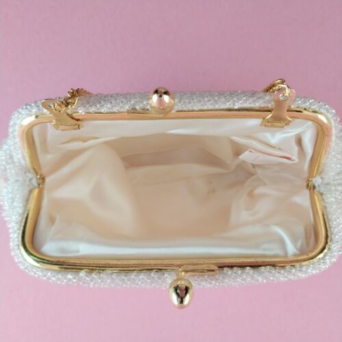 Handmade Hong Kong Beaded Vintage Evening Purse Mini Beads Prisms Sequins 7x4.5"