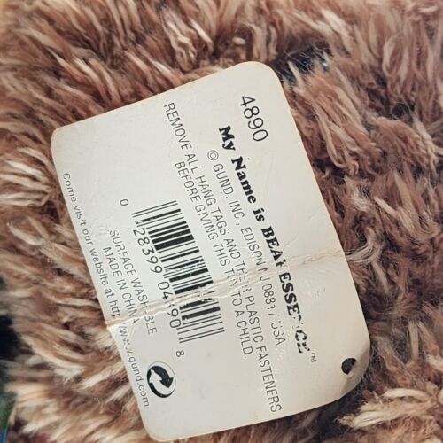 Gund Bear Plush Stuffed Animal Brown Rainbow Bow Bearessence 4980 12" Toy Stuffy