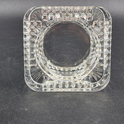Crystal D'Argues French Candle Holder Faceted Square 4" Marked France EUC