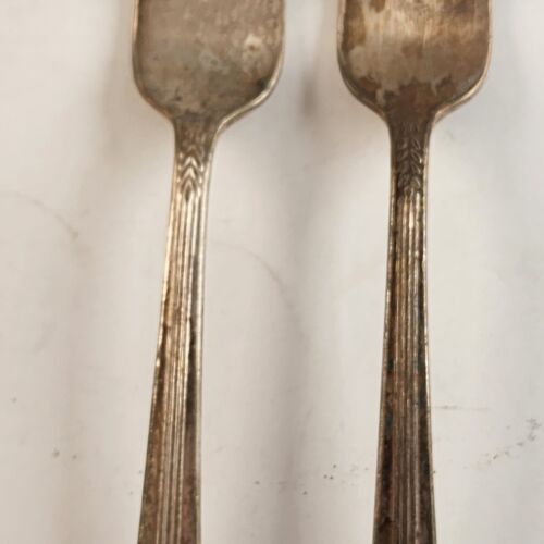 6 Various Silver Plate Flatware Pieces Vintage 2 Forks 2 Teaspoons 2 Other Spoon