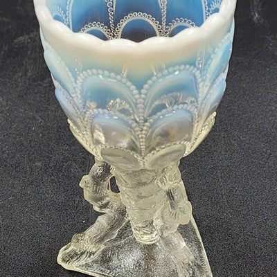Beads & Bark Novelty Vase by Northwood White Opalescent Goblet 1903 Antique