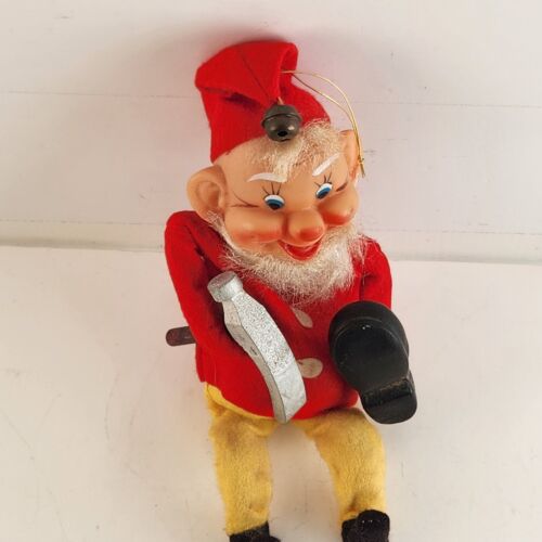 Elf Shelf Sitter Cobbler Shoe Maker Vintage Christmas Ornament Japan 1970s