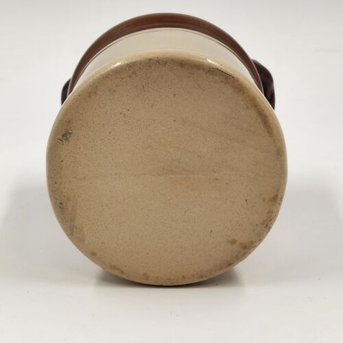 Stoneware Milk Can 5.25" Crock 2 Handles Brown & Beige Crazed