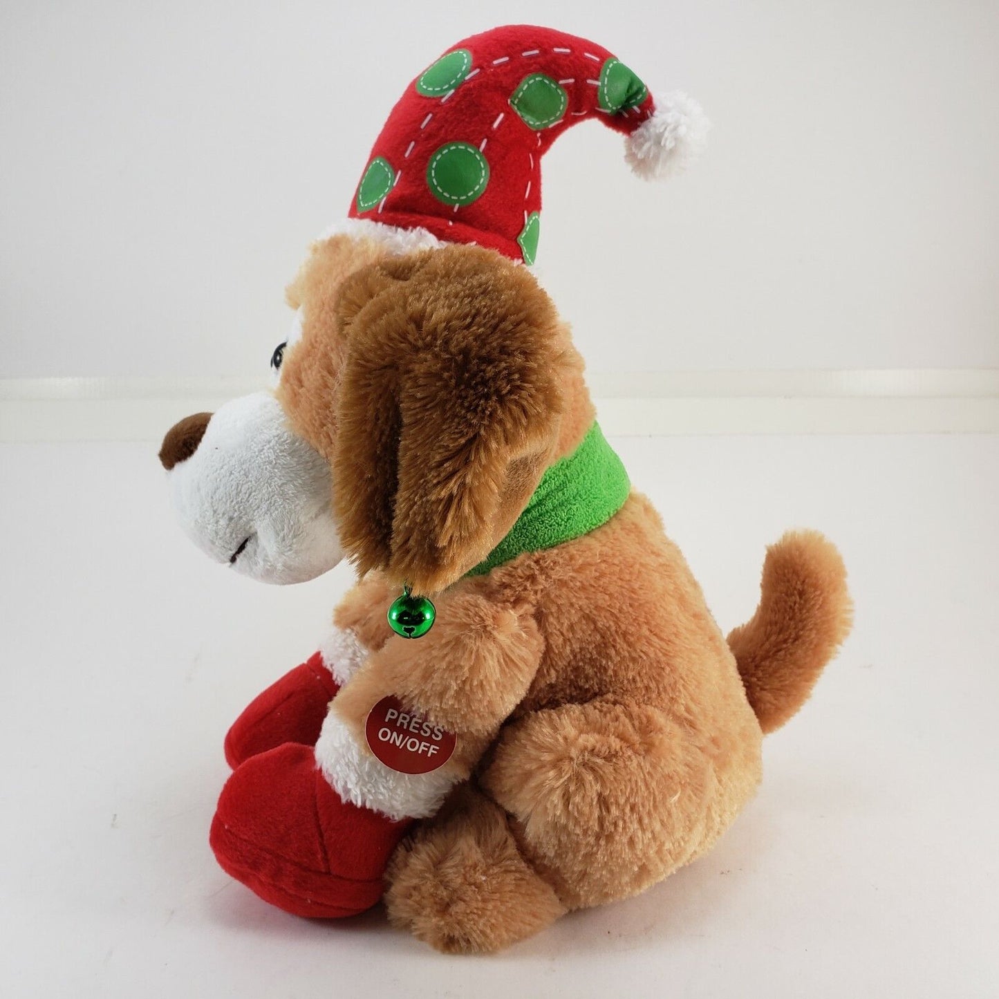 Animated Christmas Plush Dog Sings I Feel Good Sound N Light Animatronics 2010