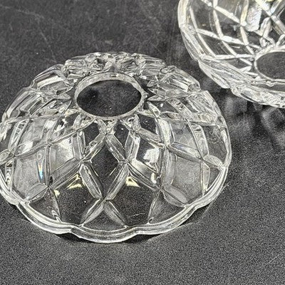 2 Pressed Glass Bobeche Chandelier Part Cups 4" Scalloped Edge
