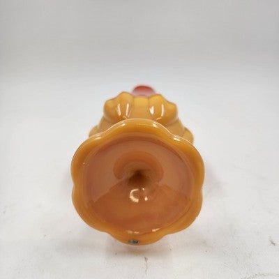 Swung Glass Vase Orange Bittersweet Footed Pedestal 13" L E Smith Glass MCM
