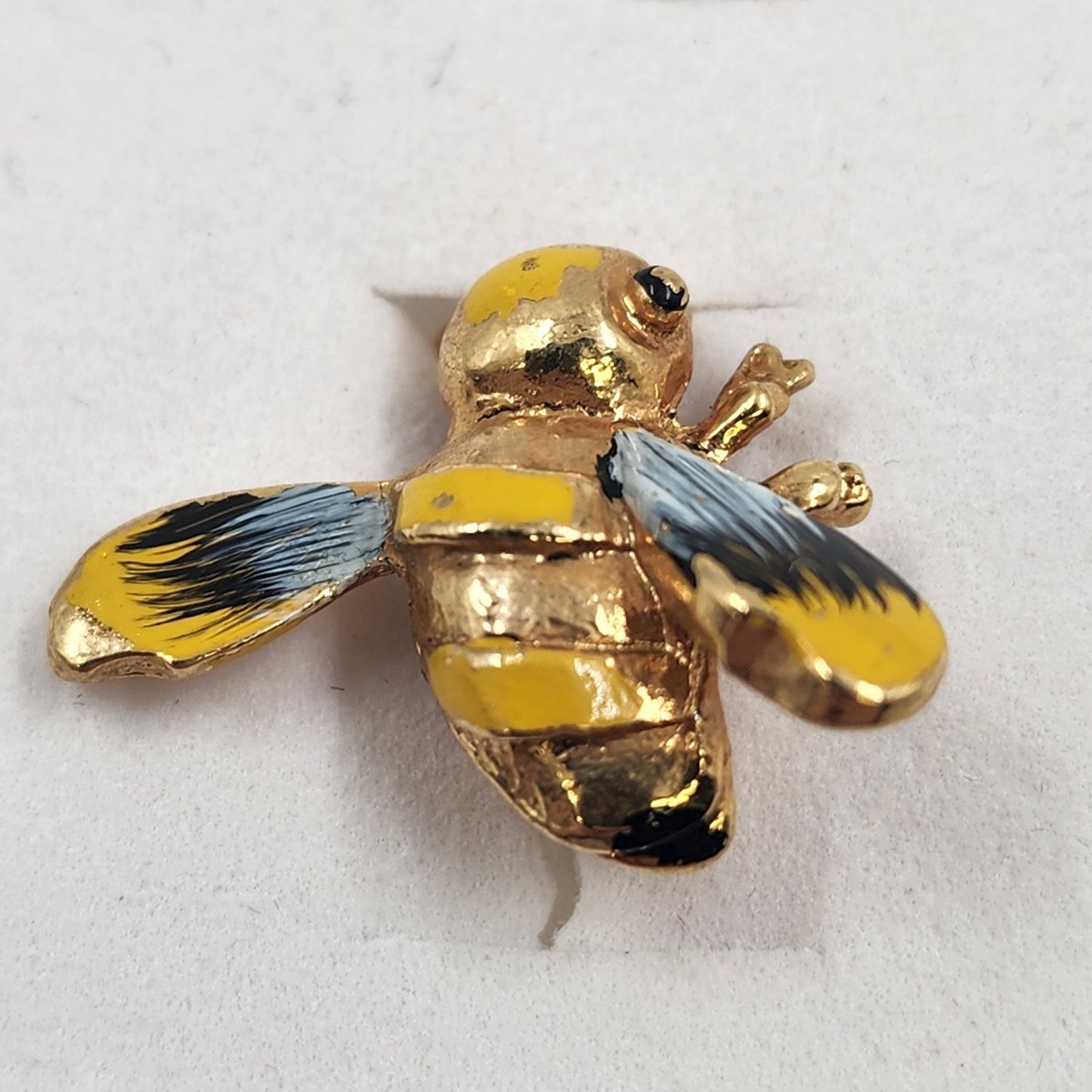 Bumble Bee Brooch Pin Gold & Black Enamel Bug Design Cute Fashion Accessory