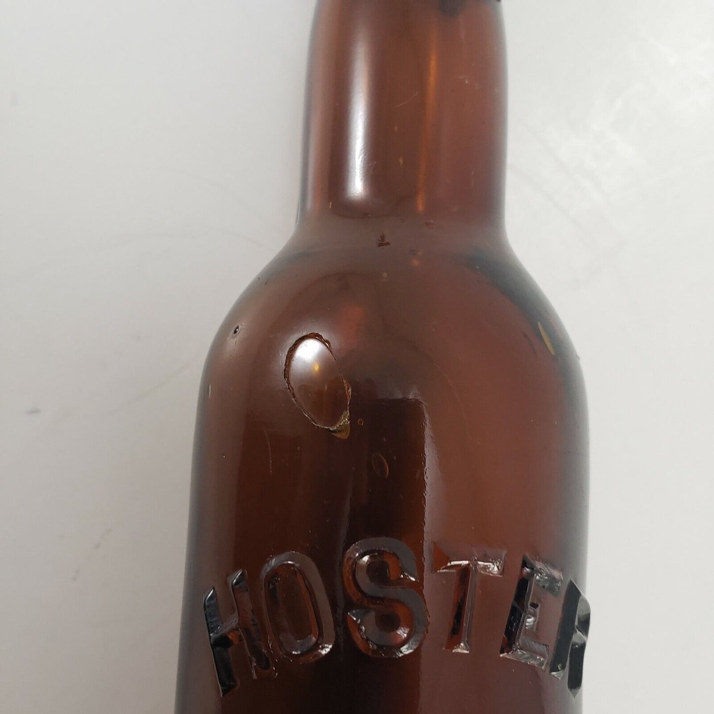 Embossed Hoster Brewing Col OH Beer Bottle Brown Blown Glass Clamp Lid 12 oz