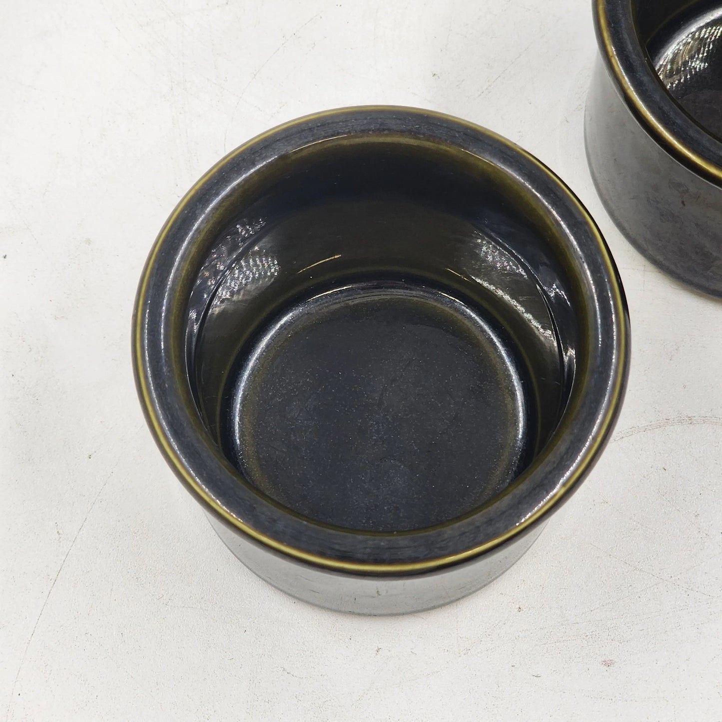 2 Votive Candle Holders USA Pottery Green Dip Cups Handmade 3"x2.5"