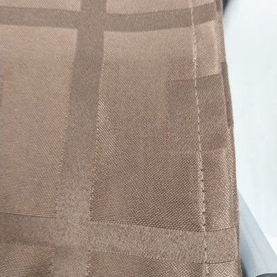 Brown Tablecloth 82" x 56" Old Square Polyester Fabric Double Block Pattern Tan