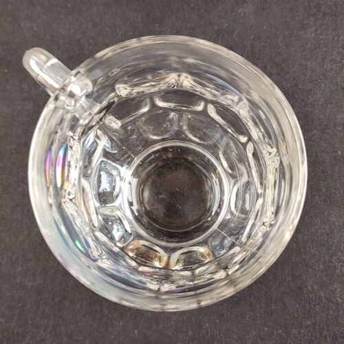 Eight Federal Yorktown Thumbprint Clear Iridescent Glass Vintage Punch Cups 3"