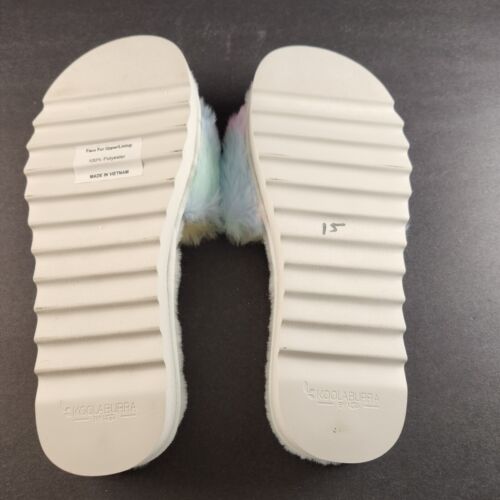 Koolaburra by UGG Womens Sz 11 Fuzz-ah Slide Slipper Pastel White Lug Sole New