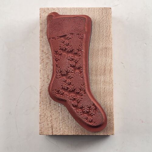 Lot of 3 Holiday Themed Pattern/Design Wooden Mounted Rubber Stamps Vintage