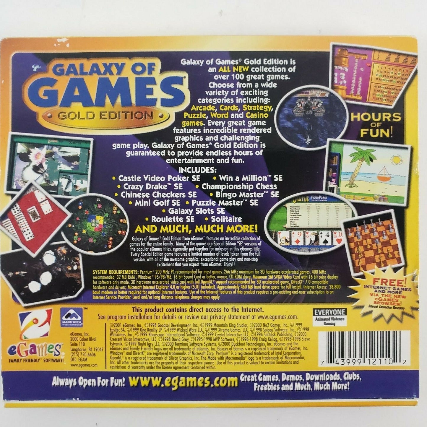 Galaxy of Games Gold Edition Over 100 Great Games Video Game Arcade Cards Puzzle