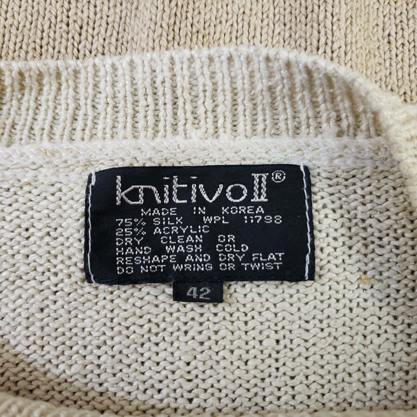 Vintage Knitivo II Sleeveless Women Sweater Vest Tan Green Silk Acrylic NWT 42