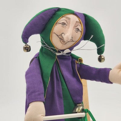 Jax Handmade Jack-in-the-Box Makers JESTER Purple and Green 4.25" Vtg 1985