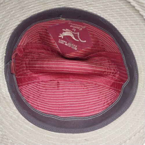 Country Gentlemen Trav'ler Tan Corduroy Fedora Hat w/Black Lined Feathers 11"