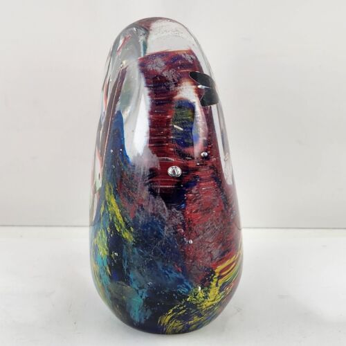 Art Glass Paperweight Fish Under The Sea Colorful Reef Unusual Shape 4" Tall