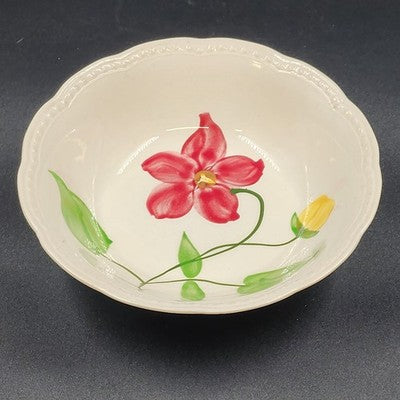 Stetson Pottery Joy Serving Bowl 9" x 2.25" Hand Painted Red Yellow Floral
