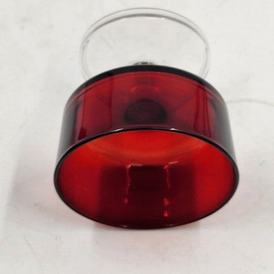 4 Ruby Red & Clear Sundae Glasses Luminarc France Champagne Cocktail Dessert Vtg