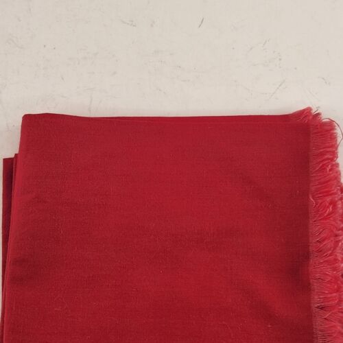 4 Pc Red Linen Dinner Napkins Dining Table Chapped Trim Vintage 11" x 11.5"