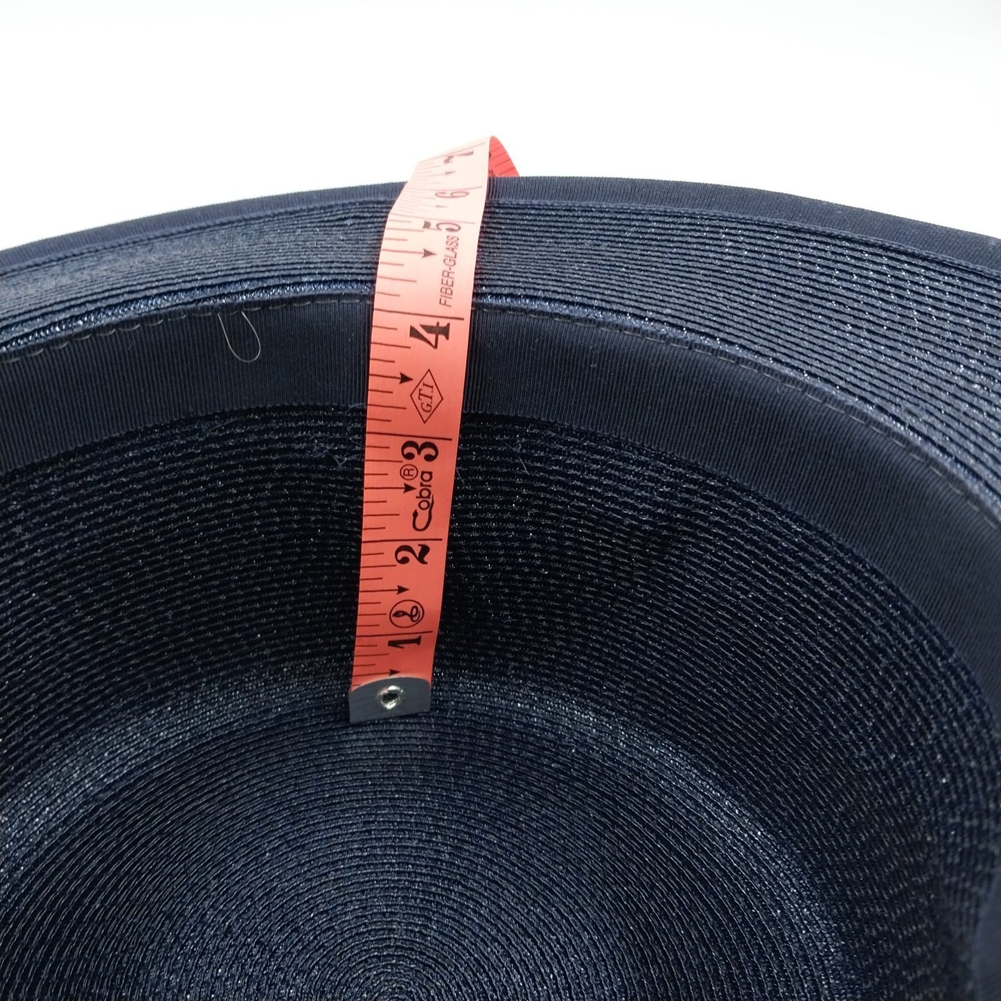 Navy Blue Hemp Braid Tall Crown Straw Fedora Summer Hat w Grosgrain Ribbon Bow