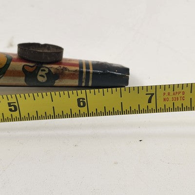 Metal Tin Lithographed Horn Vintage Kazoo 6.75"x2" with Comic Animal Characters