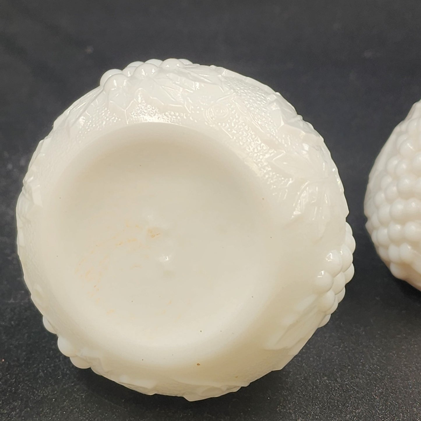 Imperial Milk Glass Grape Vine Pattern Large Salt and Pepper Shaker Set Vintage