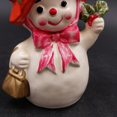 Snow Woman Ceramic with Hat Napcoware X-8828 Holly Christmas Japan Figurine 1960