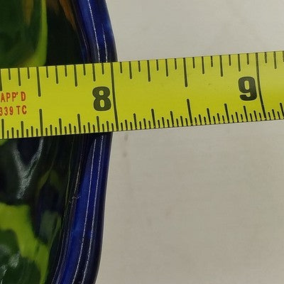 Mexican Folk Art Pottery Serving Bowl 8”x3" Talavera Sunflowers and Leaf Design