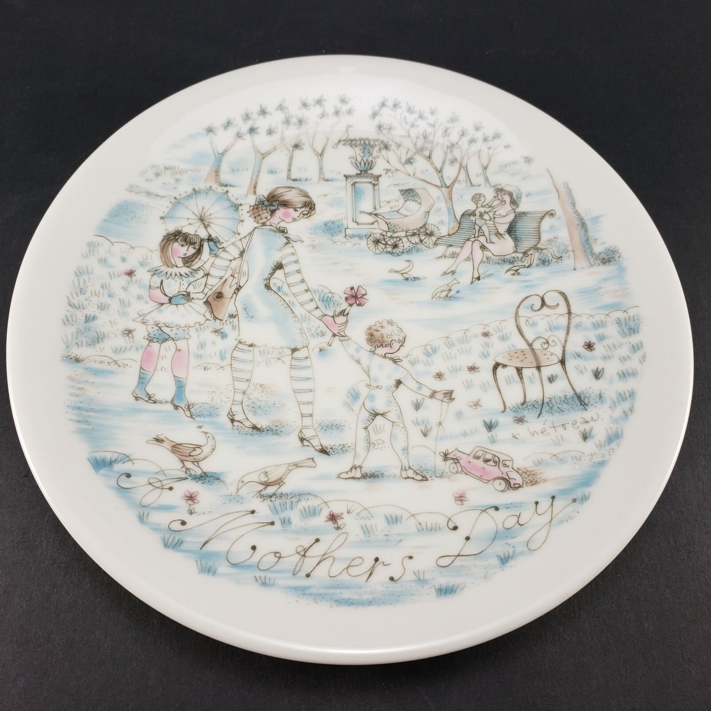 Haviland Limoges 3 Mother's Day Plates 1973 Breakfast 1974 The Wash & 1975 Park