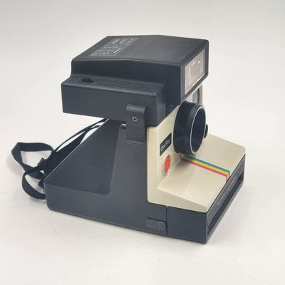 Polaroid Land Camera One Step Focal 600 Flash Rainbow Stripe w Manual Black Case