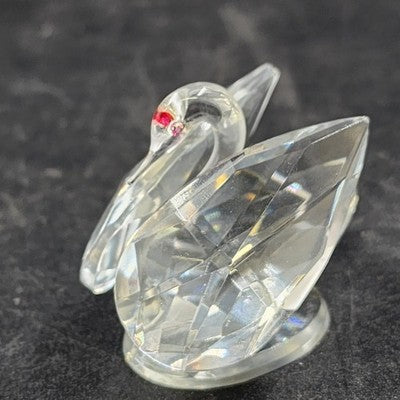Swarovski Crystal Swan Figurine 2" with Red Eyes Elegant Collectible Vtg Decor