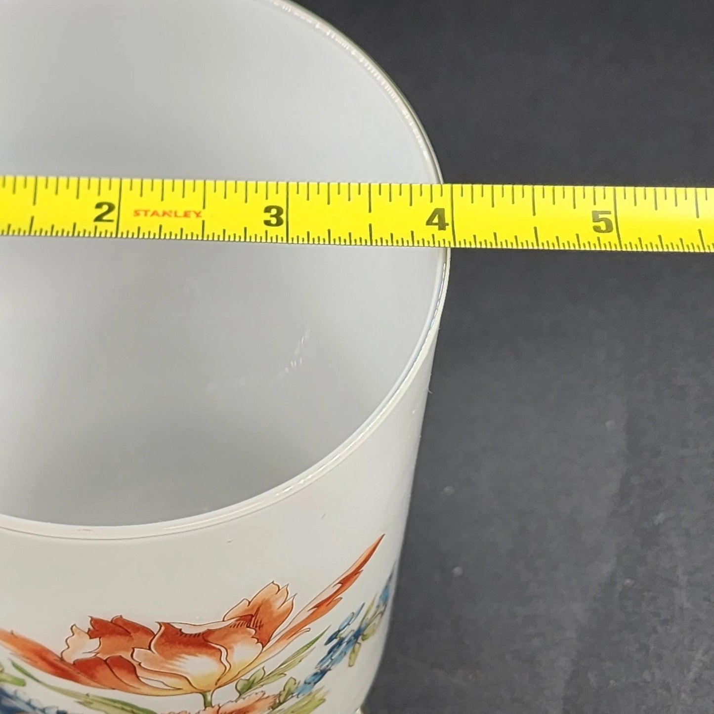 Norleans Vase Satin Frosted Hand Painted Glass Floral Clear Pedestal 11" Vintage