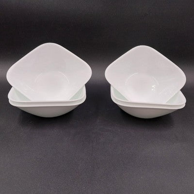 6 Corelle Vitrelle Scandia White 6.5" Square Soup Cereal Bowls Oven Safe