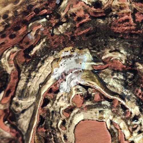 Ceramic Conch Shell Gold Painted & Antique Decorated Centerpiece 6.5"x5"